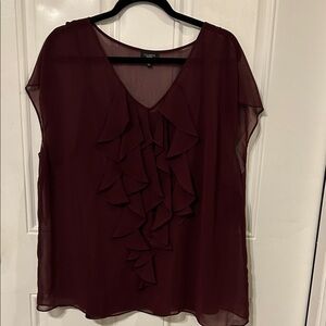 Talbots Deep Burgundy Ruffle Blouse